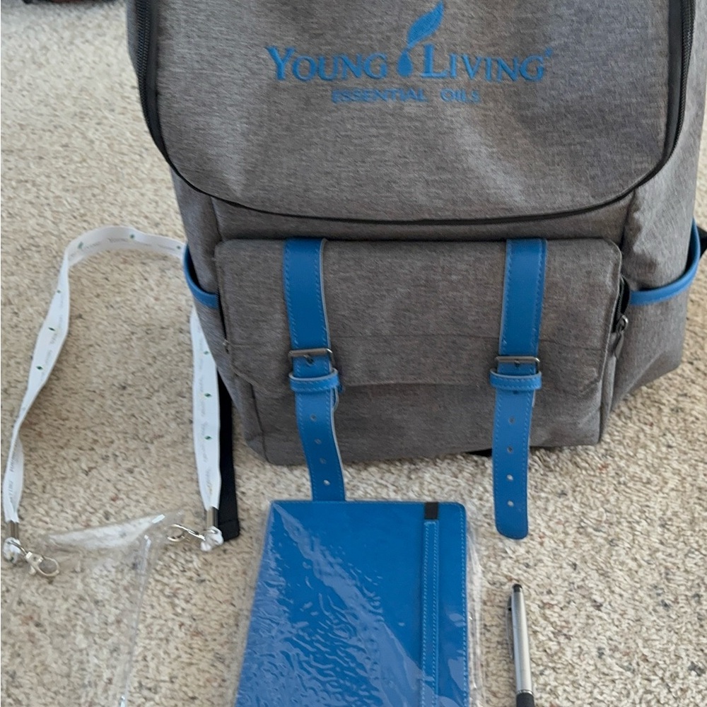 Young Living Gray and Blue Backpack
